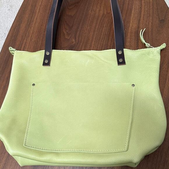 Portland Leather Goods Almost Perfect Leather Tote Bag, Lime Green - Picture 1 of 9